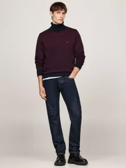 Swetry Z Golfem|Swetry*Tommy Hilfiger Dwukolorowy Sweter Z Golfem DEEP ROUGE / DESERT SKY