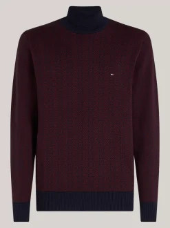 Swetry Z Golfem|Swetry*Tommy Hilfiger Dwukolorowy Sweter Z Golfem DEEP ROUGE / DESERT SKY