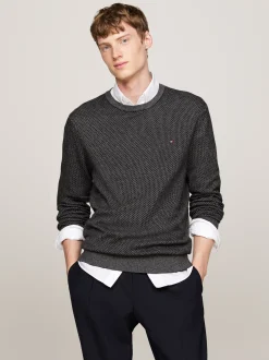 Swetry Z Okrągłym Dekoltem|Swetry*Tommy Hilfiger Dwukolorowy Sweter Z Kaszmirem BLACK / MULTI