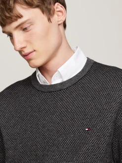 Swetry Z Okrągłym Dekoltem|Swetry*Tommy Hilfiger Dwukolorowy Sweter Z Kaszmirem BLACK / MULTI