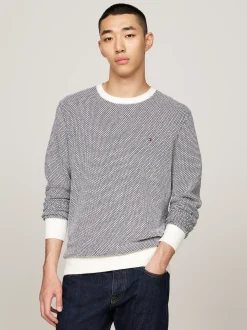 Swetry Z Okrągłym Dekoltem|Swetry*Tommy Hilfiger Dwukolorowy Sweter Z Kaszmirem IVORY / MULTI