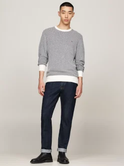 Swetry Z Okrągłym Dekoltem|Swetry*Tommy Hilfiger Dwukolorowy Sweter Z Kaszmirem IVORY / MULTI