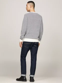 Swetry Z Okrągłym Dekoltem|Swetry*Tommy Hilfiger Dwukolorowy Sweter Z Kaszmirem IVORY / MULTI