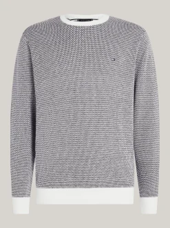 Swetry Z Okrągłym Dekoltem|Swetry*Tommy Hilfiger Dwukolorowy Sweter Z Kaszmirem IVORY / MULTI