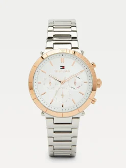 Zegarki*Tommy Hilfiger Dwukolorowy Zegarek Sportowy SILVER