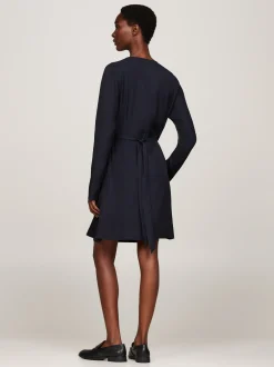 Sukienki*Tommy Hilfiger Dwurzędowa Sukienka Mini O Kopertowym Fasonie DESERT SKY