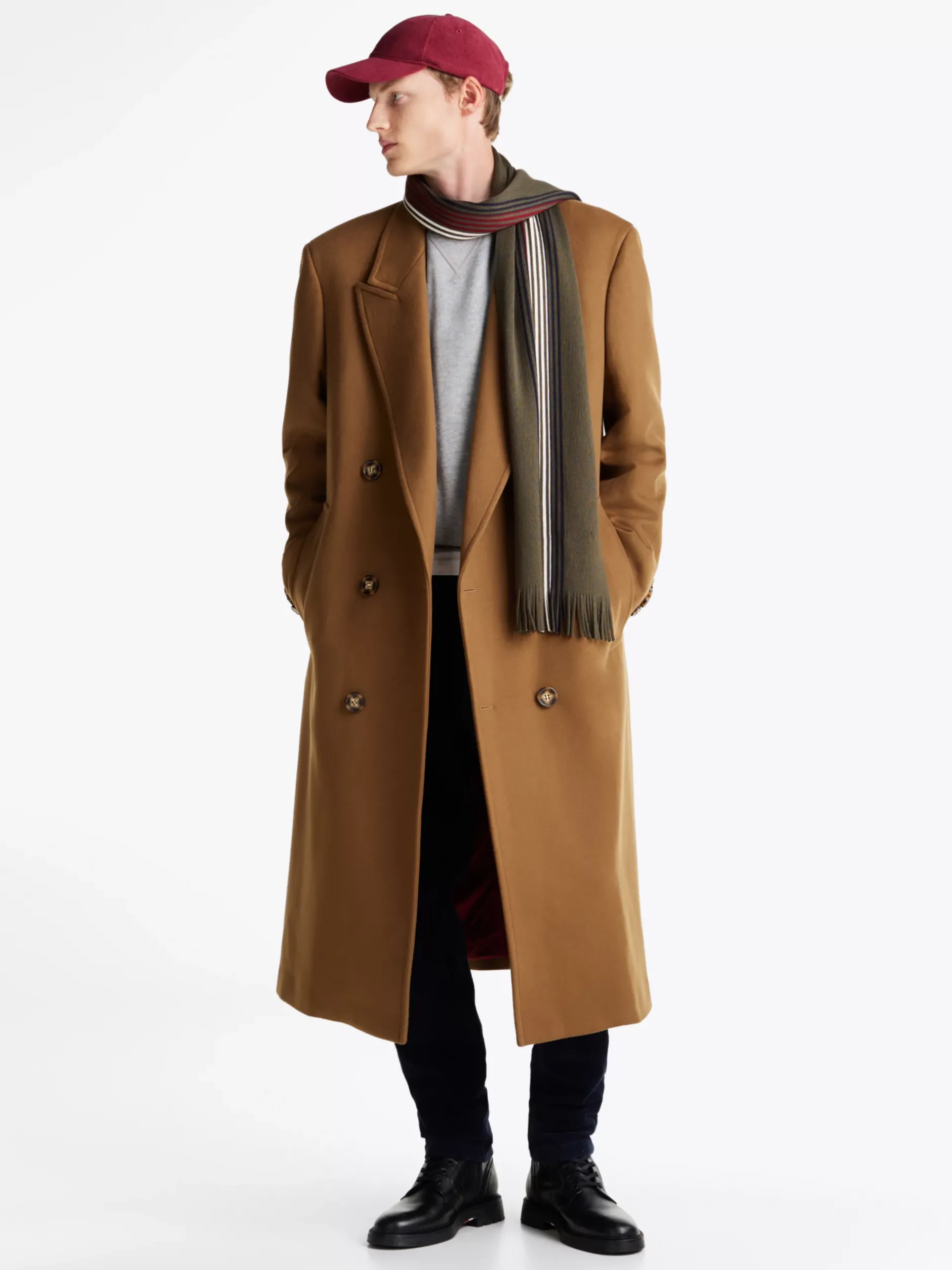 Kurtki & Płaszcze*Tommy Hilfiger Dwurzędowy Płaszcz Z Mieszanki Wełny BROWN