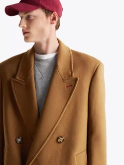 Kurtki & Płaszcze*Tommy Hilfiger Dwurzędowy Płaszcz Z Mieszanki Wełny BROWN
