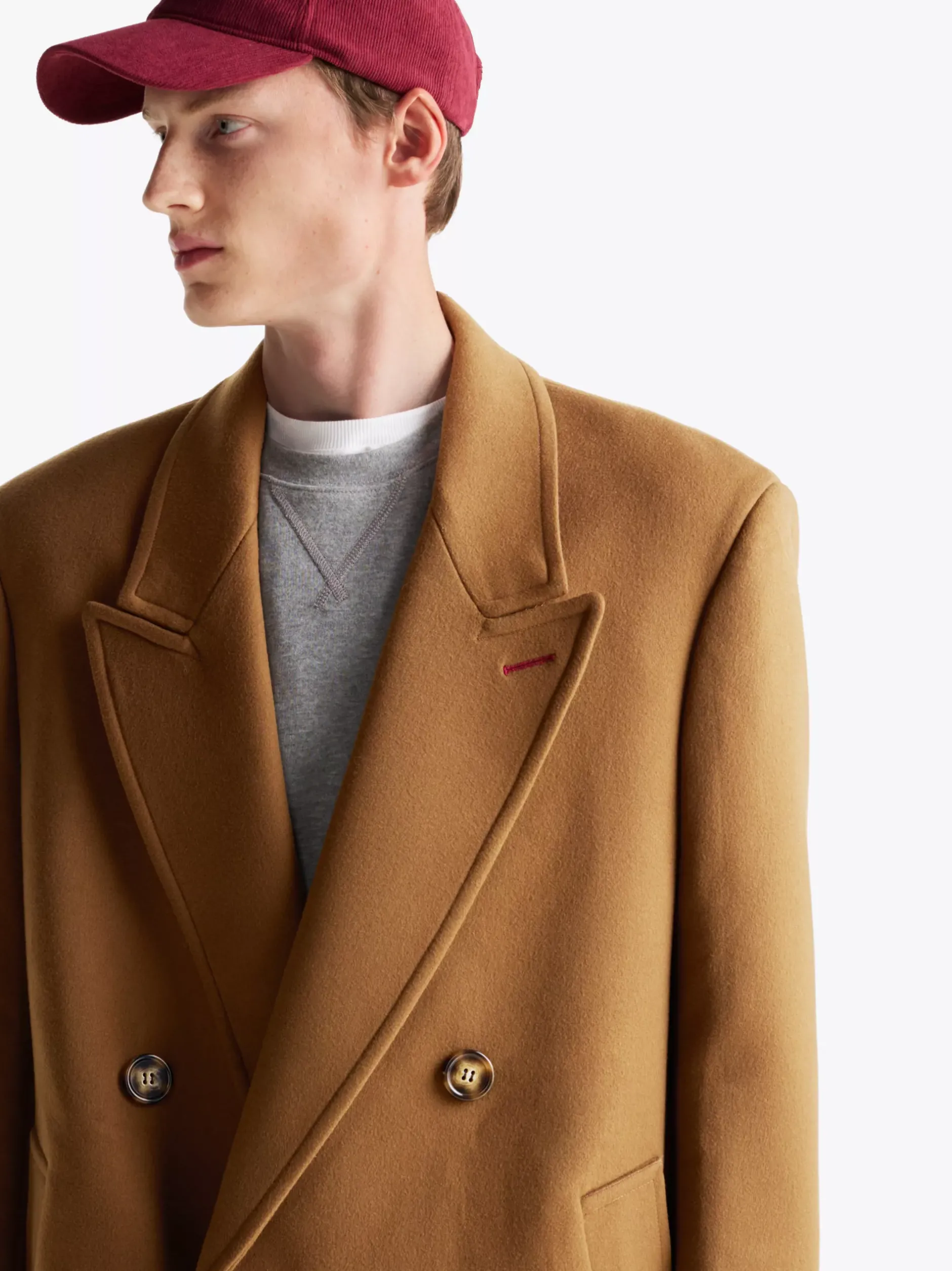 Kurtki & Płaszcze*Tommy Hilfiger Dwurzędowy Płaszcz Z Mieszanki Wełny BROWN