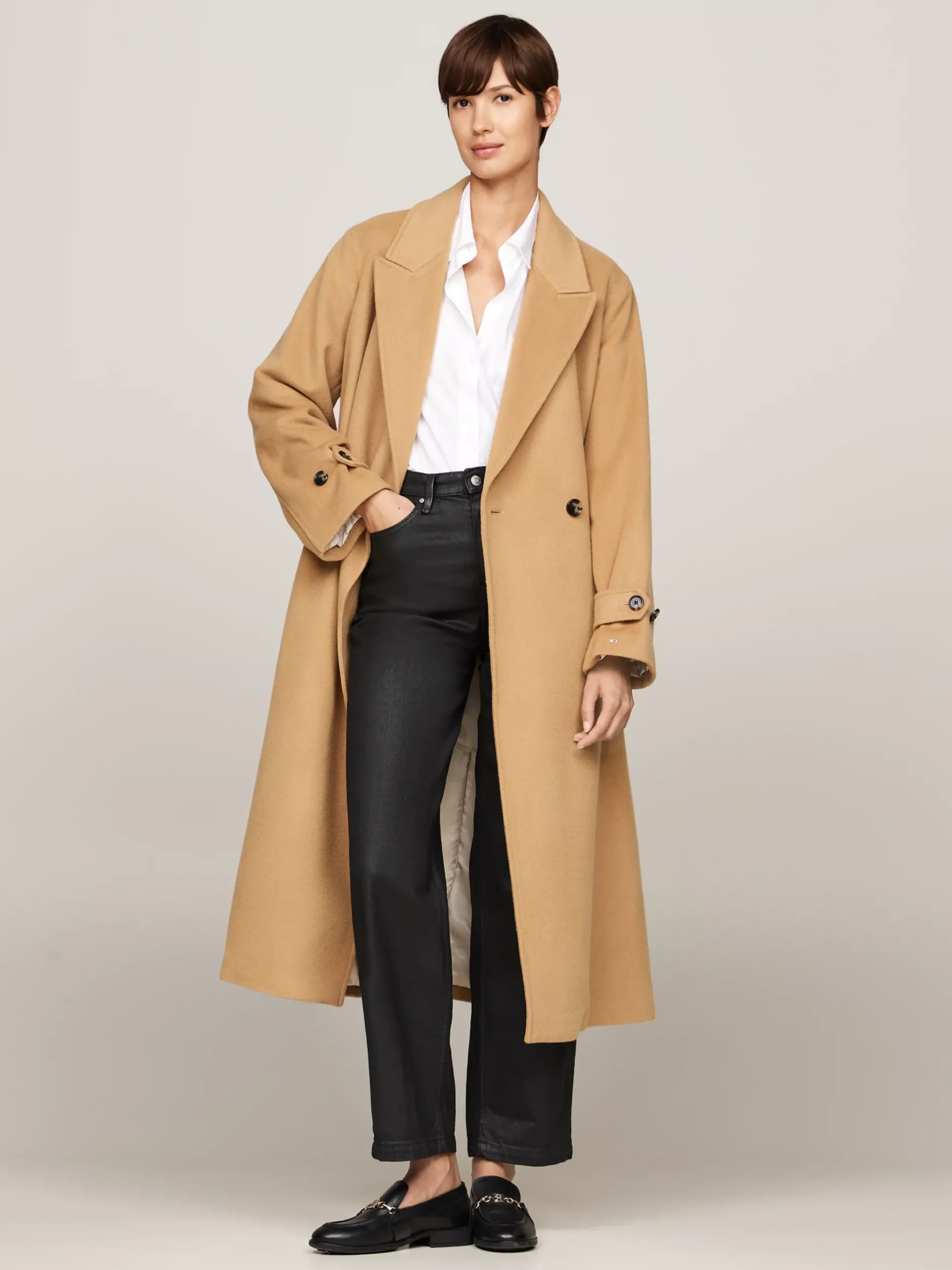 Kurtki & Płaszcze|Wełniane Płaszcze*Tommy Hilfiger Dwurzędowy Wełniany Płaszcz CLASSIC KHAKI