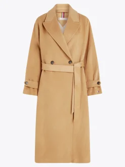 Kurtki & Płaszcze|Wełniane Płaszcze*Tommy Hilfiger Dwurzędowy Wełniany Płaszcz CLASSIC KHAKI