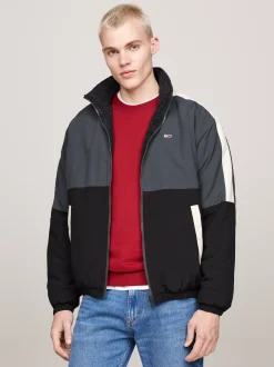 Kurtki & Płaszcze|Bomberki*Tommy Hilfiger Dwustronna Kurtka Z Kożuszkowego Polaru Z Chowanym Kapturem BLACK / MULTI