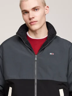 Kurtki & Płaszcze|Bomberki*Tommy Hilfiger Dwustronna Kurtka Z Kożuszkowego Polaru Z Chowanym Kapturem BLACK / MULTI