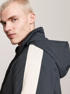 Kurtki & Płaszcze|Bomberki*Tommy Hilfiger Dwustronna Kurtka Z Kożuszkowego Polaru Z Chowanym Kapturem BLACK / MULTI