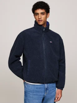 Kurtki & Płaszcze|Bomberki*Tommy Hilfiger Dwustronna Kurtka Z Kożuszkowego Polaru Z Chowanym Kapturem BRIGHT BLUE MULTI