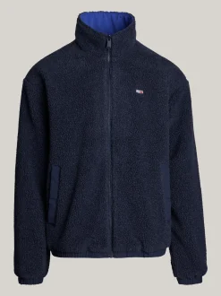 Kurtki & Płaszcze|Bomberki*Tommy Hilfiger Dwustronna Kurtka Z Kożuszkowego Polaru Z Chowanym Kapturem BRIGHT BLUE MULTI