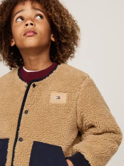 Kurtki*Tommy Hilfiger Dwustronna Kurtka Ze Sztucznego Kożuszka DESERT SKY / CLASSIC KHAKI