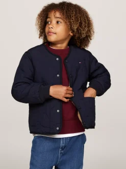 Kurtki*Tommy Hilfiger Dwustronna Kurtka Ze Sztucznego Kożuszka DESERT SKY / CLASSIC KHAKI