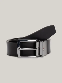Paski*Tommy Hilfiger Dwustronny Skórzany Pasek Denton TESTI DI MORO / BLACK