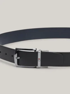 Paski*Tommy Hilfiger Dwustronny Skórzany Pasek Denton SPACE BLUE / BLACK