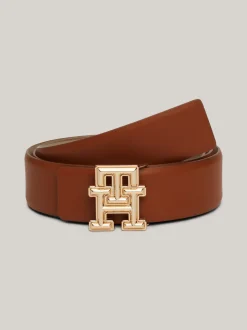 Paski*Tommy Hilfiger Dwustronny Skórzany Pasek Z Logo Hilfiger COGNAC / BEIGE