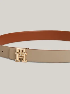 Paski*Tommy Hilfiger Dwustronny Skórzany Pasek Z Logo Hilfiger COGNAC / BEIGE