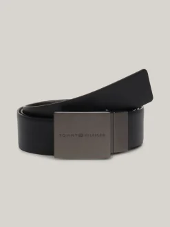 Paski*Tommy Hilfiger Dwustronny Teksturowany Pasek Ze Skóry BLACK