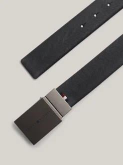 Paski*Tommy Hilfiger Dwustronny Teksturowany Pasek Ze Skóry SPACE BLUE