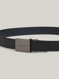 Paski*Tommy Hilfiger Dwustronny Teksturowany Pasek Ze Skóry SPACE BLUE
