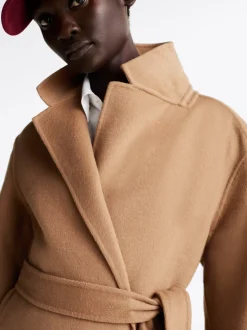 Kurtki & Płaszcze|Wełniane Płaszcze*Tommy Hilfiger Dwustronny Wełniany Płaszcz Z Paskiem LIGHT SEPIA BROWN