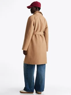 Kurtki & Płaszcze|Wełniane Płaszcze*Tommy Hilfiger Dwustronny Wełniany Płaszcz Z Paskiem LIGHT SEPIA BROWN