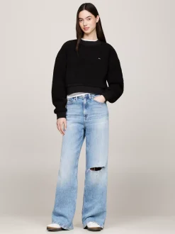 Bluzy Dresowe & Z Kapturem*Tommy Hilfiger Dzianinowa Bluza Oversize BLACK