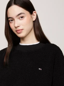 Bluzy Dresowe & Z Kapturem*Tommy Hilfiger Dzianinowa Bluza Oversize BLACK