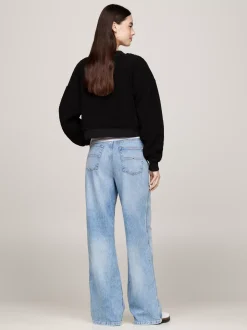 Bluzy Dresowe & Z Kapturem*Tommy Hilfiger Dzianinowa Bluza Oversize BLACK