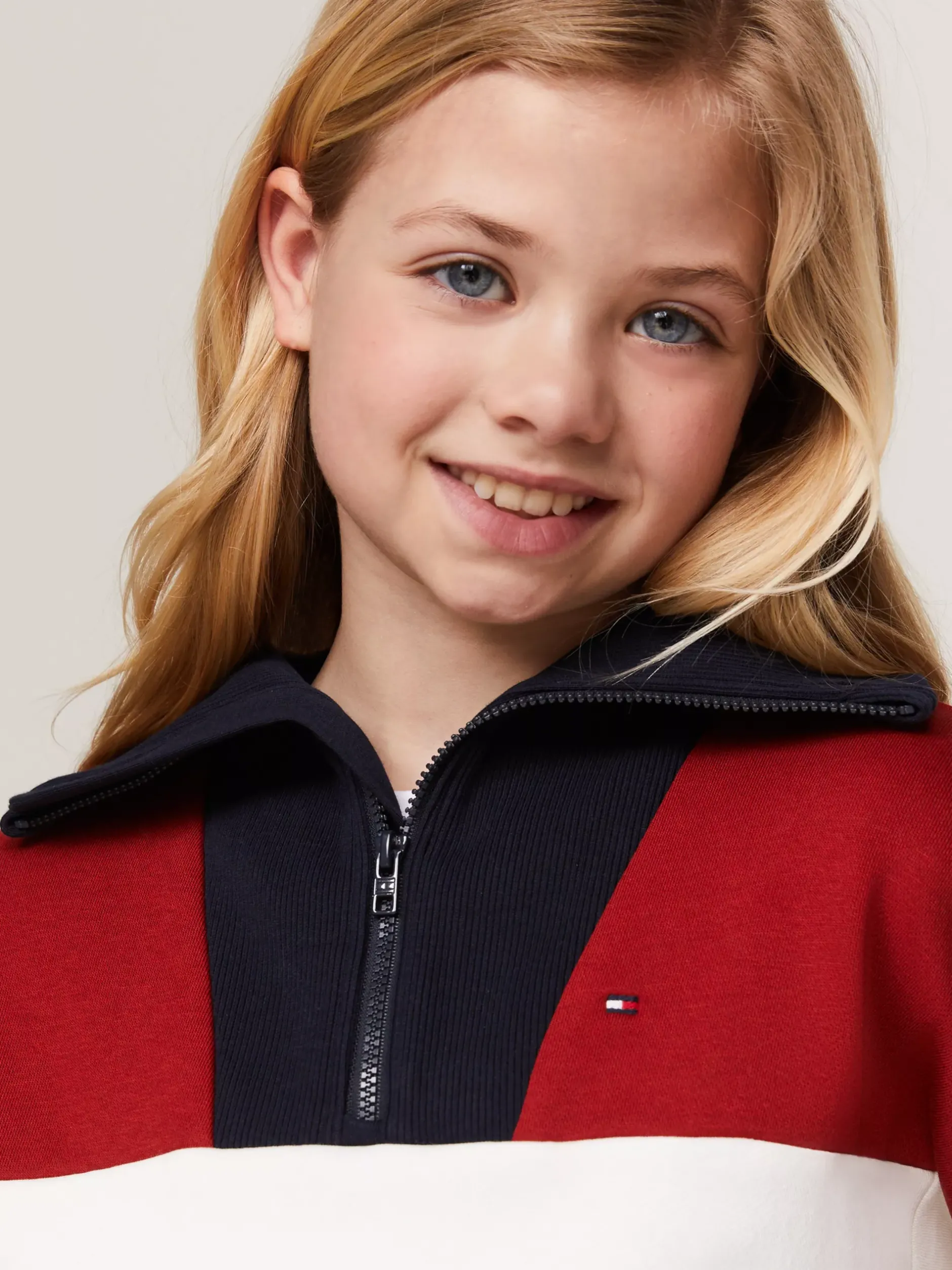Bluzy Dresowe I Z Kapturem*Tommy Hilfiger Dzianinowa Bluza Z Blokami Kolorów DARK MAGMA COLORBLOCK