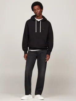 Bluzy Dresowe & Z Kapturem*Tommy Hilfiger Dzianinowa Bluza Z Kapturem Z Troczkami BLACK