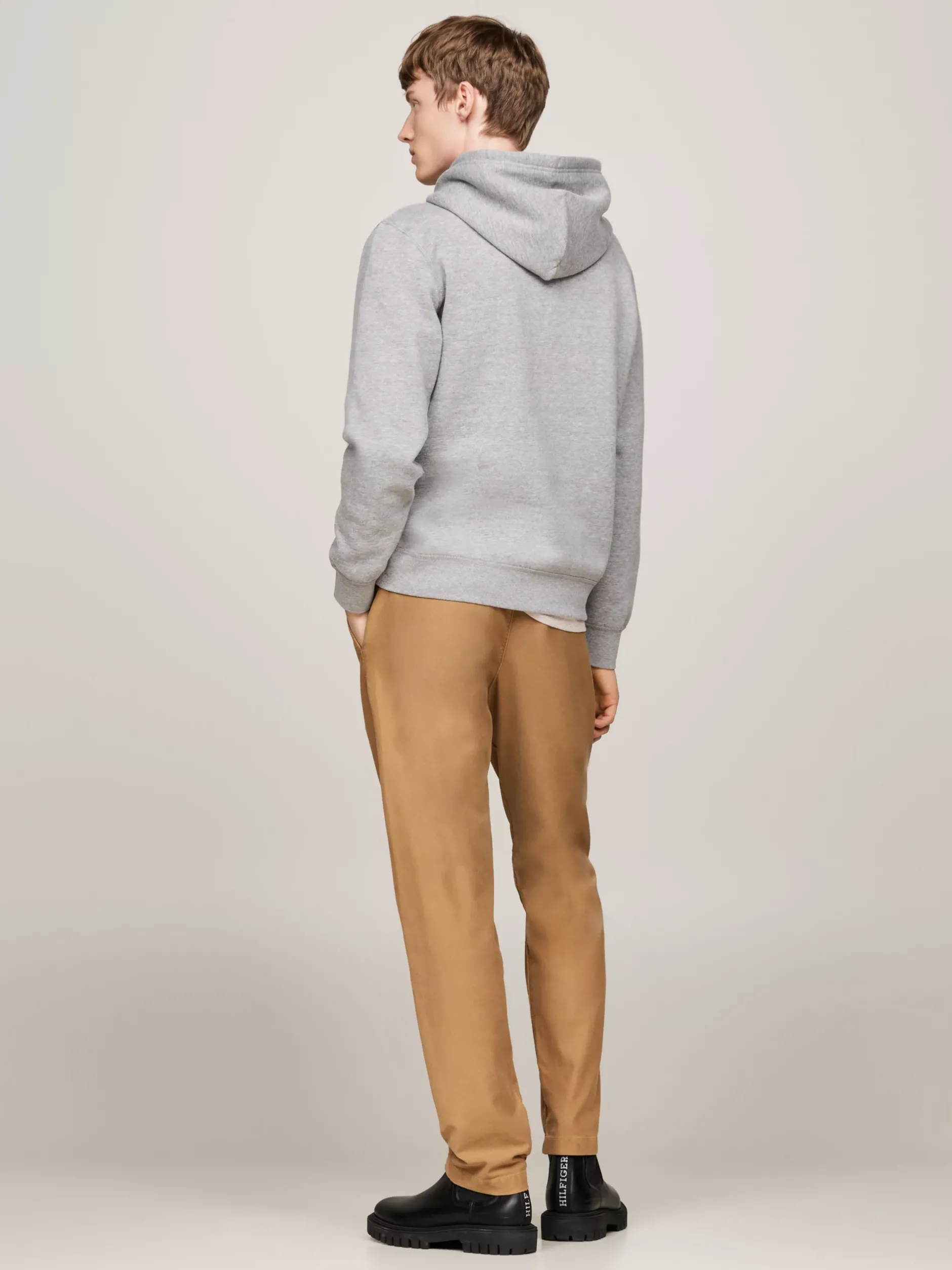 Bluzy Dresowe & Z Kapturem*Tommy Hilfiger Dzianinowa Bluza Z Kapturem Z Troczkami MEDIUM GREY HEATHER