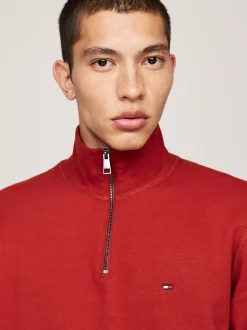 Bluzy Dresowe & Z Kapturem*Tommy Hilfiger Dzianinowa Bluza Z Krótkim Zamkiem DARK MAGMA