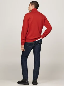 Bluzy Dresowe & Z Kapturem*Tommy Hilfiger Dzianinowa Bluza Z Krótkim Zamkiem DARK MAGMA