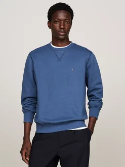 Bluzy Dresowe & Z Kapturem*Tommy Hilfiger Dzianinowa Bluza Z Okrągłym Dekoltem AEGEAN SEA