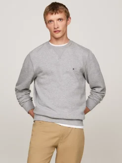Bluzy Dresowe & Z Kapturem*Tommy Hilfiger Dzianinowa Bluza Z Okrągłym Dekoltem MEDIUM GREY HEATHER