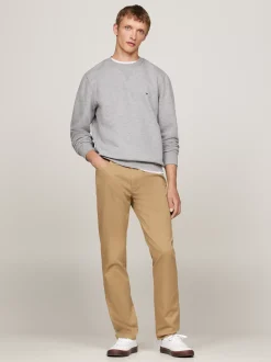 Bluzy Dresowe & Z Kapturem*Tommy Hilfiger Dzianinowa Bluza Z Okrągłym Dekoltem MEDIUM GREY HEATHER