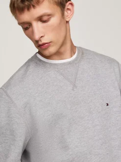 Bluzy Dresowe & Z Kapturem*Tommy Hilfiger Dzianinowa Bluza Z Okrągłym Dekoltem MEDIUM GREY HEATHER
