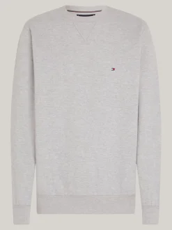 Bluzy Dresowe & Z Kapturem*Tommy Hilfiger Dzianinowa Bluza Z Okrągłym Dekoltem MEDIUM GREY HEATHER