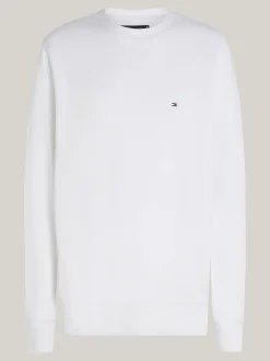 Bluzy Dresowe & Z Kapturem*Tommy Hilfiger Dzianinowa Bluza Z Okrągłym Dekoltem WHITE