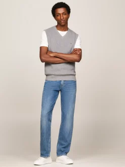 Dzianina*Tommy Hilfiger Dzianinowa Kamizelka O Wafelkowym Splocie MEDIUM GREY HEATHER