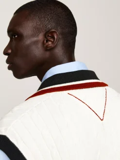 Dzianina*Tommy Hilfiger Dzianinowa Kamizelka Z Emblematem IVORY