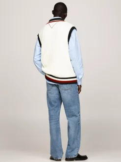 Dzianina*Tommy Hilfiger Dzianinowa Kamizelka Z Emblematem IVORY