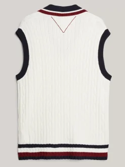 Dzianina*Tommy Hilfiger Dzianinowa Kamizelka Z Emblematem IVORY