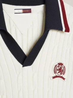 Dzianina*Tommy Hilfiger Dzianinowa Kamizelka Z Emblematem IVORY